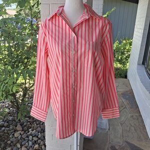 Striped Button-Up Shirt in Pink and White